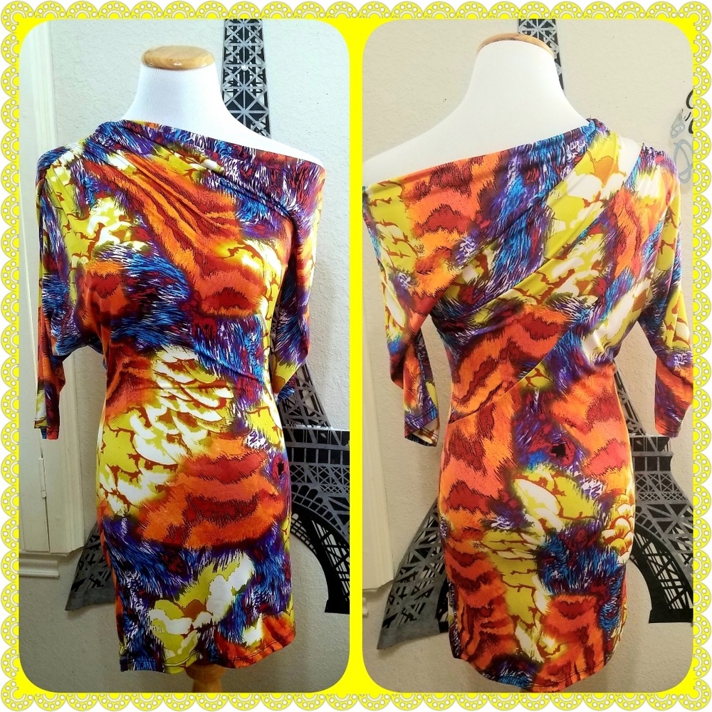 Vintage  True Light Multi Color Womens Mini dress